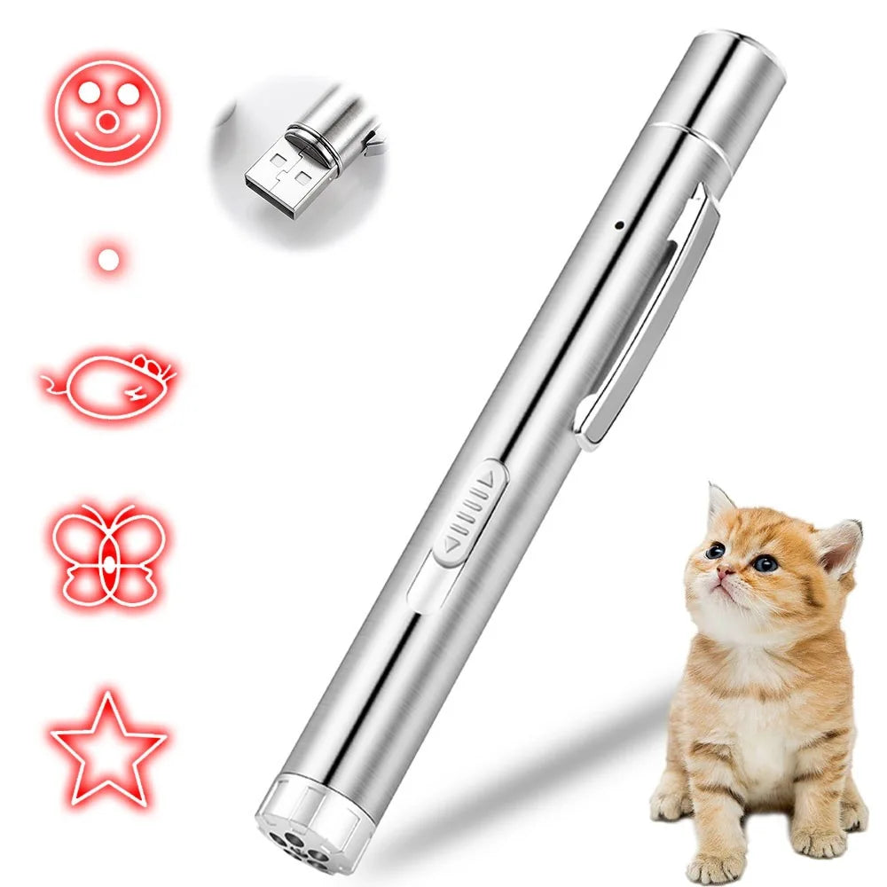 USB-Rechargeable Laser Cat Teaser Wand — Multi-Pattern