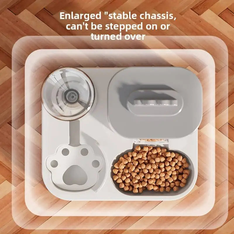 Automatic Pet Water Dispenser with Food Basin — 2-in-1 Design