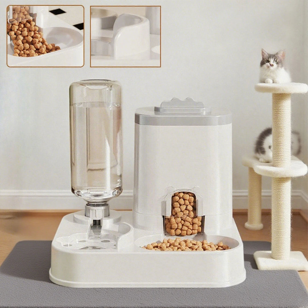 Automatic Pet Water Dispenser with Food Basin — 2-in-1 Design
