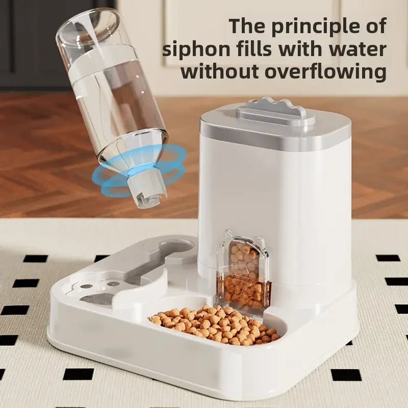 Automatic Pet Water Dispenser with Food Basin — 2-in-1 Design