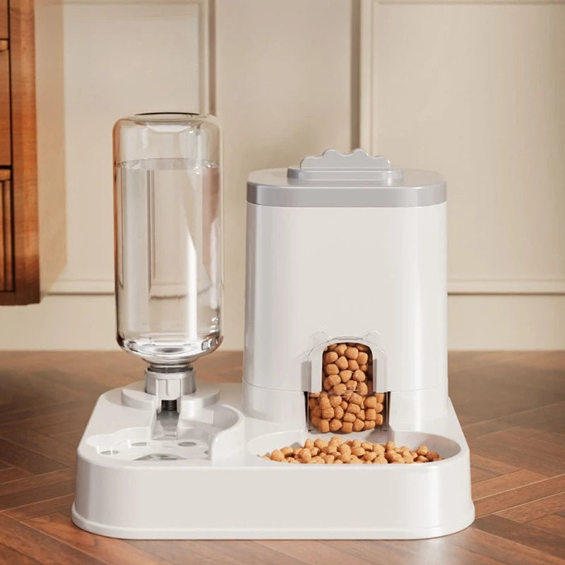 Automatic Pet Water Dispenser with Food Basin — 2-in-1 Design