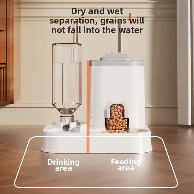 Automatic Pet Water Dispenser with Food Basin — 2-in-1 Design