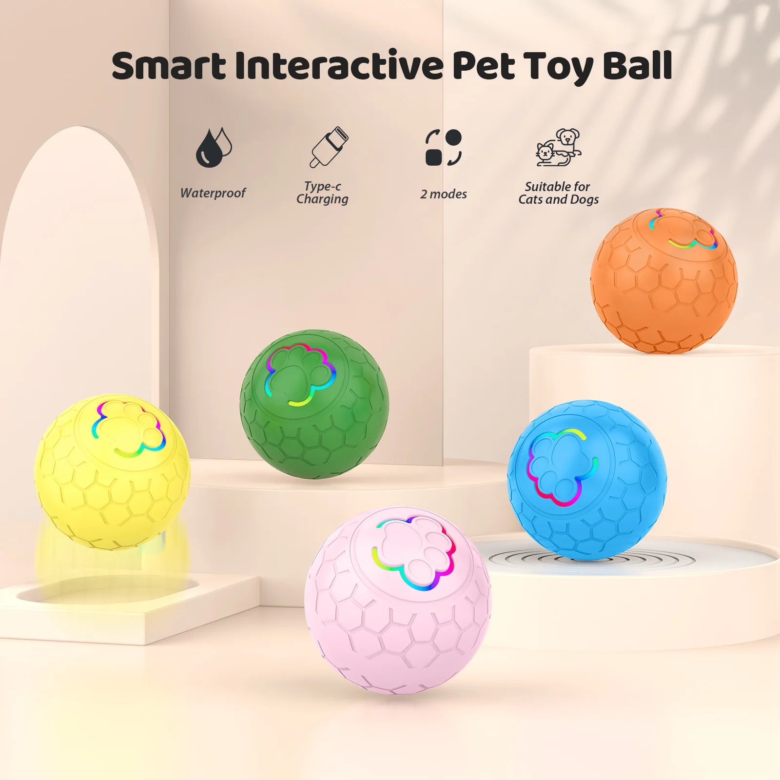 Smart RGB Interactive Toy Ball — USB Rechargeable
