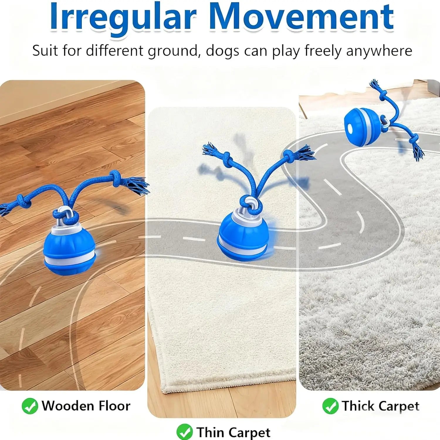 Interactive Dog Toy Ball with Rope — Motion Activated