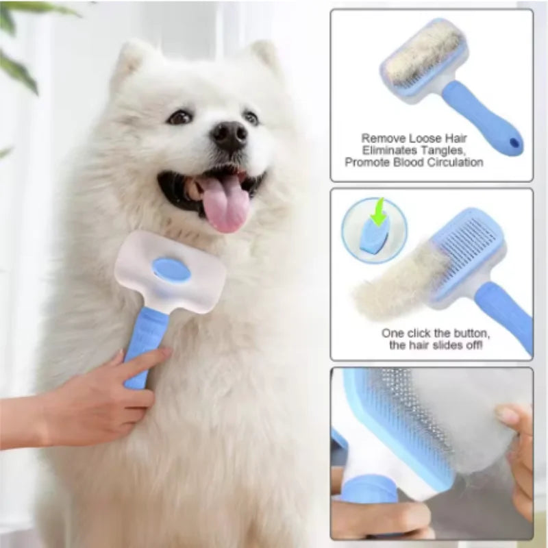Self-Cleaning Pet Hair Comb — One-Click Fur Removal Tool