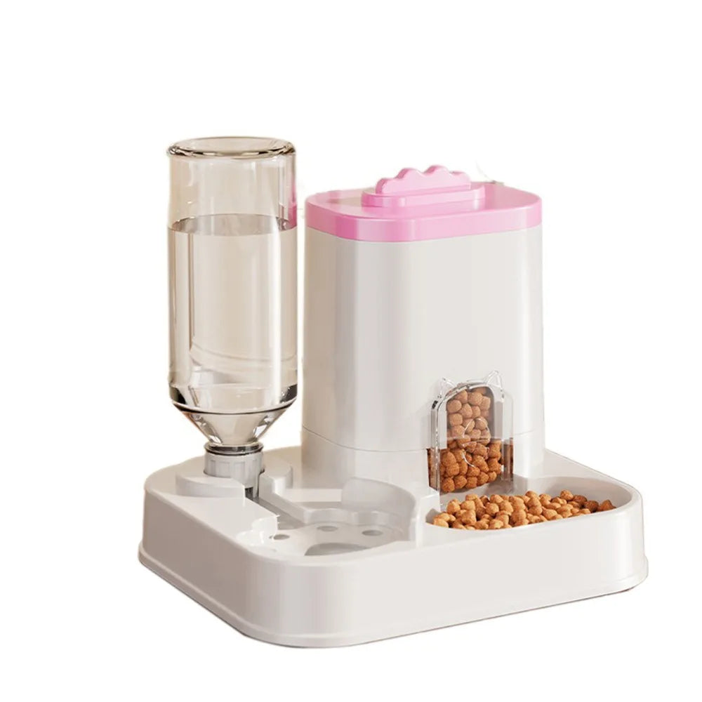 Automatic Pet Water Dispenser with Food Basin — 2-in-1 Design